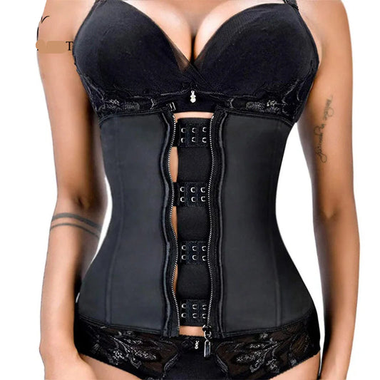 Latex Rubber Waist Trainer Body Shaper Women Hook Zipper Bustiers Waist Cincher Tops Slimming Shapewear Girdle Slim Belt