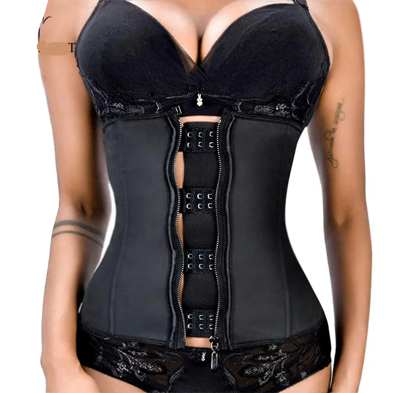 Latex Rubber Waist Trainer Body Shaper Women Hook Zipper Bustiers Waist Cincher Tops Slimming Shapewear Girdle Slim Belt