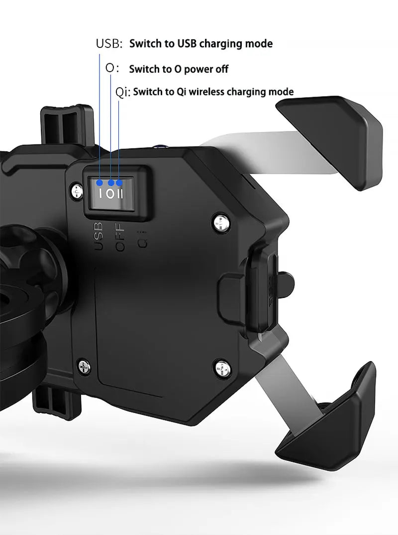 Upgraded Motorcycle Phone Holder 15W Wireless Charger USB QC3.0 Fast Charging Bike Smartphone Stand 360 Cellphone Support
