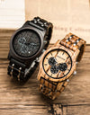 Wooden Watch in Quartz Stop Wristwatches Chronograph Waterproof Luminous Hands
