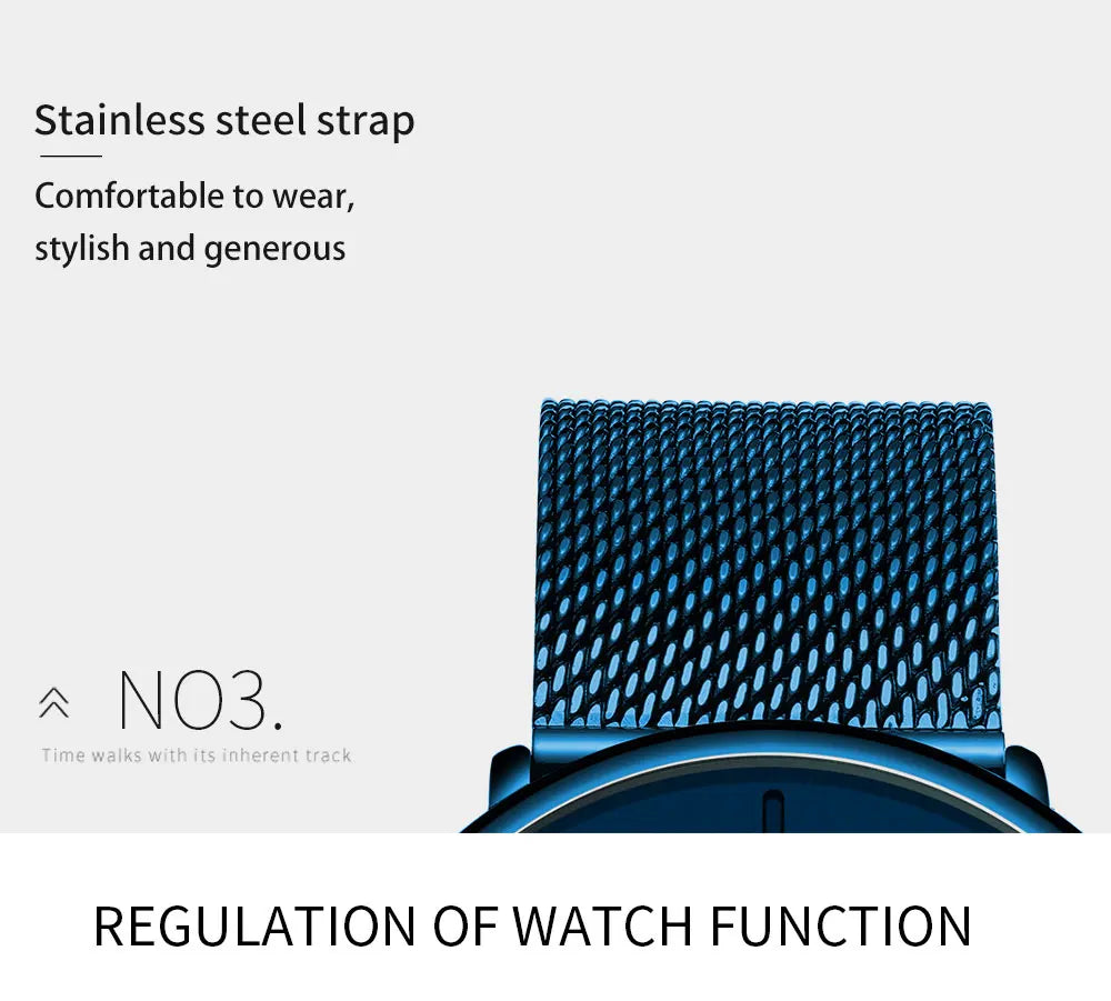 Fashion Blue Men Watch Top Luxury Brand Minimalist Ultra-thin Quartz Watch Casual Waterproof Clock Relogio Masculino