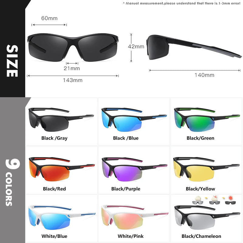 Outdoor Sports Men Sunglasses Polarized UV400 Goggles Ultralight TR90 frame