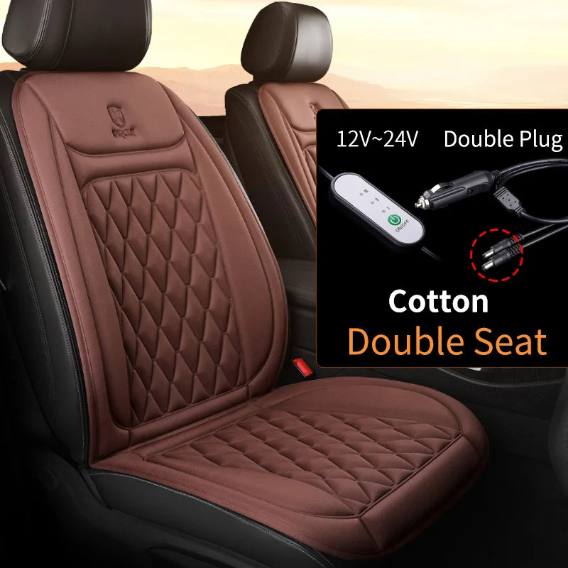 2PCS Heated Car Seat Cover 30' Fast Heating 12V-24V Heating Car Seat Cushion Universal Three Gears Car Heater Thicken for Winter