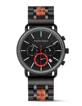 Handmade Wood Watch Japanese Quartz Wristwatches Metal Stainless Steel Timeless Chronograph Auto Date