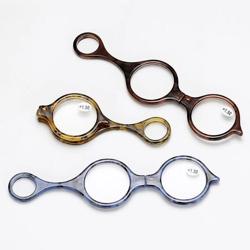 Small Round Marble Folding Reading Glasses Men Women Portable Foldable Eyeglasses for Presbyopia +1.0 1.5 2.0 2.5 3 3.5 4