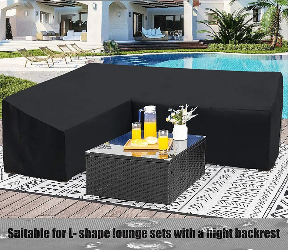 Waterproof L Shape Outdoor Sofa Cover Garden Rattan Corner Furniture Dustproof Patio Protector