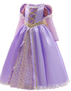 Rapunzel Princess Girl Dress Cosplay Tangled Halloween Party Vestido Kids Birthday Christmas