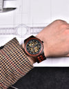 Automatic Self-Wind Watch for Men Wood Red Sandalwood Wristwatches Male Waterproof In Wooden Box