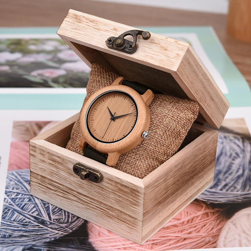 Couple Wood Watches Men Ladies Lightweight Simple Nylon Bracelet Japan Quartz Wristwatch Male