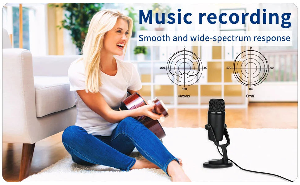 BY-PM500 Gaming Condenser USB Microphone for PC Mobile Phone Android Windows Mac Youtube Recording Streaming Blogger Vlog