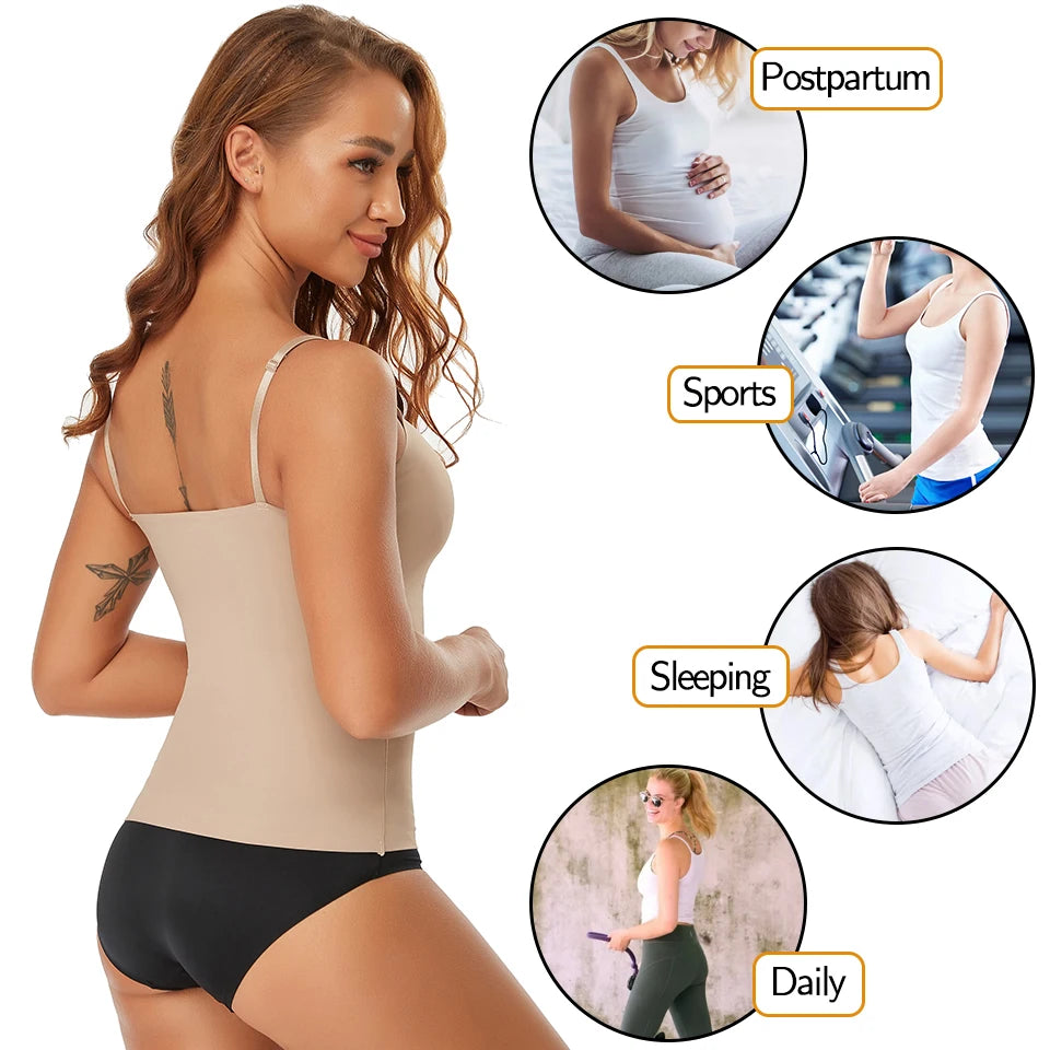 Women Shapewear Tops Waist Trainer Tummy Control Body Shaper Shaping Tank Top Slimming Underwear Seamless Compression Camisoles