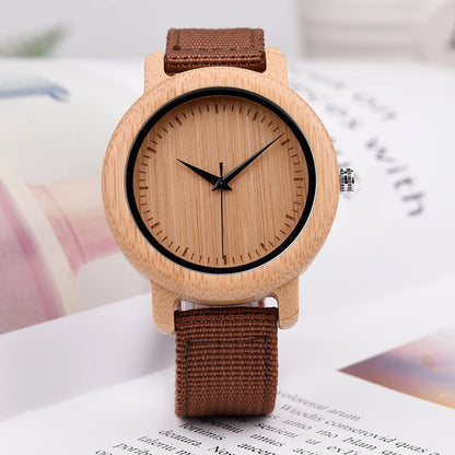 Couple Wood Watches Men Ladies Lightweight Simple Nylon Bracelet Japan Quartz Wristwatch Male