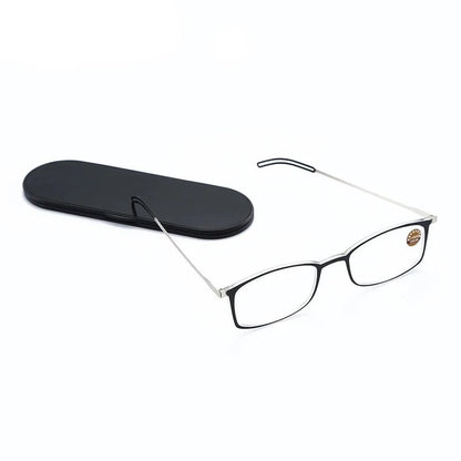 Thin Blue Light Blocking Reading Glasses Eyeglasses Men Women Portable Glasses Farsightedness With Phone Case +3.5+4