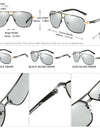 Photochromic Polarized Square Aluminum Sunglasses for Men UV400