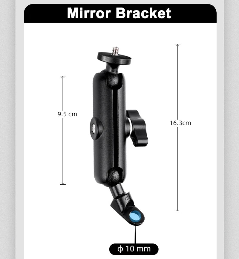 Metal Motorcycle Bicycle Camera Mount Handlebar Mirror Holder for Action Cameras and Smartphones