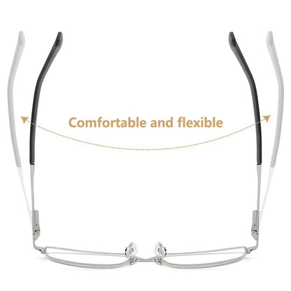 Reading Glasses Men Blue Light Glasses Metal Half Frame Presbyopia Eyeglasses Frame Mens Bussiness Computer Eyewear