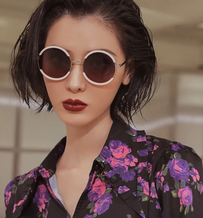 Round Frame Punk Style Polarized Sunglasses Metal Frame UV400 Unisex Fashion Eyewear