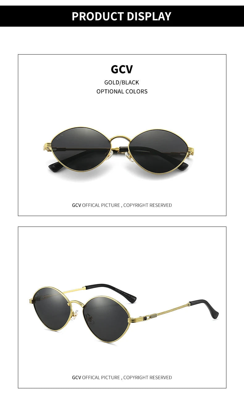 Cat Eye Titanium Alloy Polarized UV400 Retro Punk Sunglasses for Men Women Vintage Fashion Eyewear