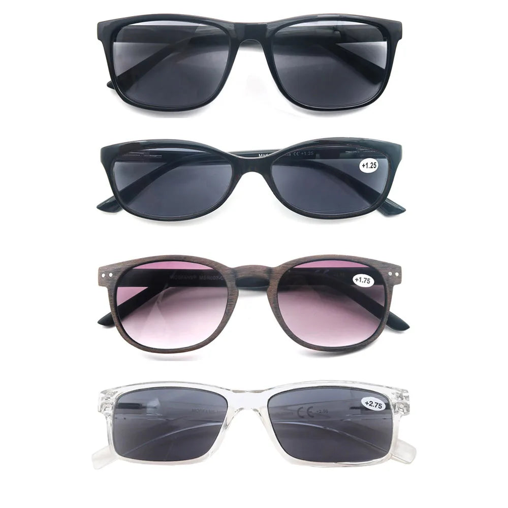 Reading Sun Glasses Square Classic Frame for Outdoors Use Sunglasses Readers Eyeglasses with Diopter Spring Hinge