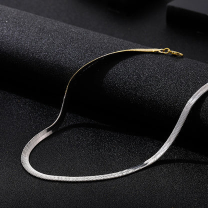 Good Quality Minimalist Flat Snake Chain Choker Necklace Punk  Silver Color Mixed Collar Clavicle Necklace