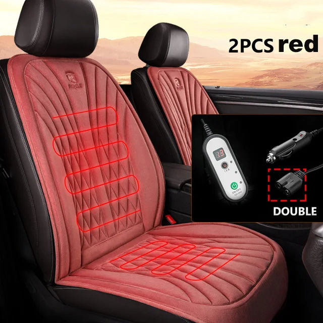 12/24V Heated Car Seat Cover 30‘ Fast Heating Seat Cushion Universal Car Seat Heater Thicken Lengthen Widen Flannel Heating Pad