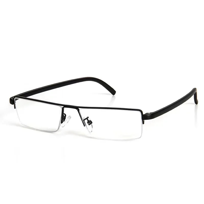 Half Frame Rectangle Reading Glasses with Alloy Frame and Blue Light Blocking Lenses