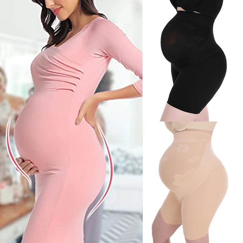 Maternity Shapewear Short for Dresse Seamless High Waisted Pregnancy Pettipant Underwear Mid-Thigh Belly Support Panties