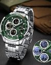 Analog Digital 3ATM Waterproof Stainless steel Wrist Watch LED Luminous Male Clock
