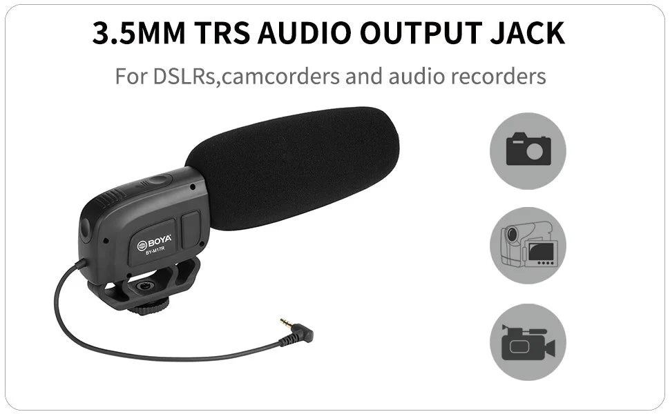 BY-M17R Condenser On-camera Shotgun Microphone for DSLR Camcorder Streaming Audio Recorders Video Shooting Vlogging Podcast