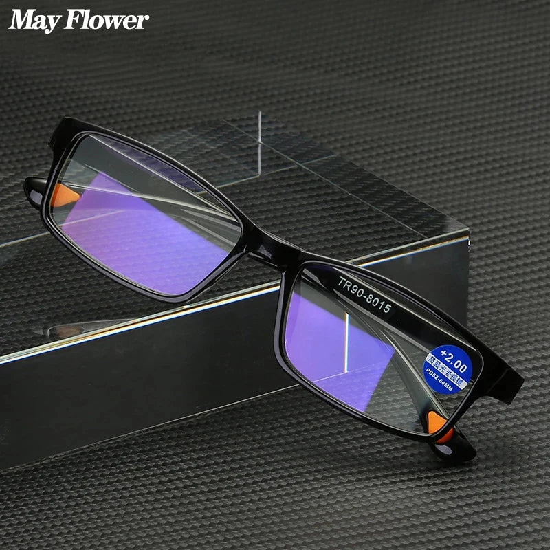 Retro Square Reading Glasses with Lightweight TR90 Frame