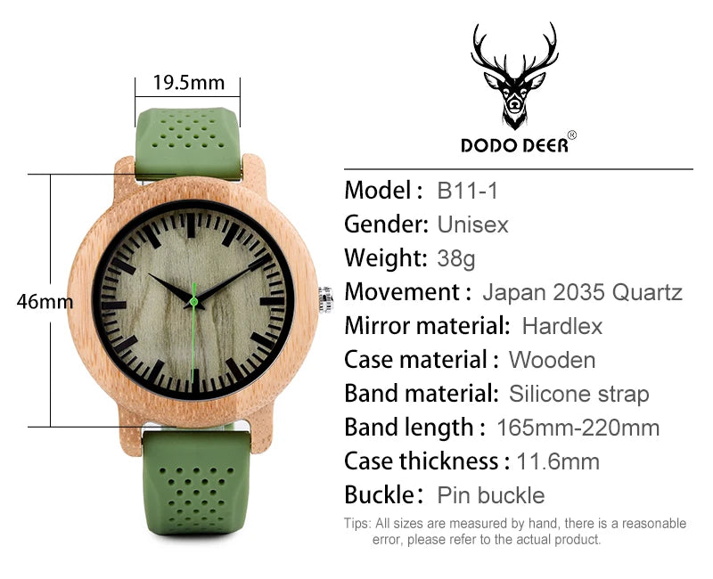 Wooden Watch Simple Casual Silicone Strap Quartz Wrist watch