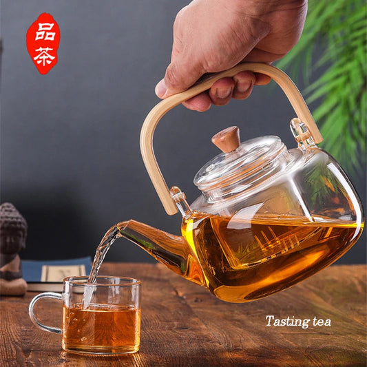 Borosilicate Glass Tea Pot with Filter Heat Resistant Thickened Japanese Style Tea Maker
