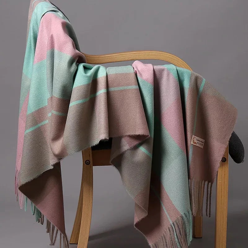 Autumn Winter Warm Cashmere Scarf Dot Pattern Long Tassels Women Thicken Wrap Shawl Lady muffler Wool Pashmina