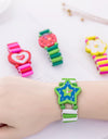 Kids Girl Colorful Wood Bracelets Children Elastic Watch Wristbands Child Toy Bracelet