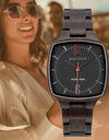 Quartz Watches Unisex Lover's Fashion Wristwatch Male With Ebony Wood