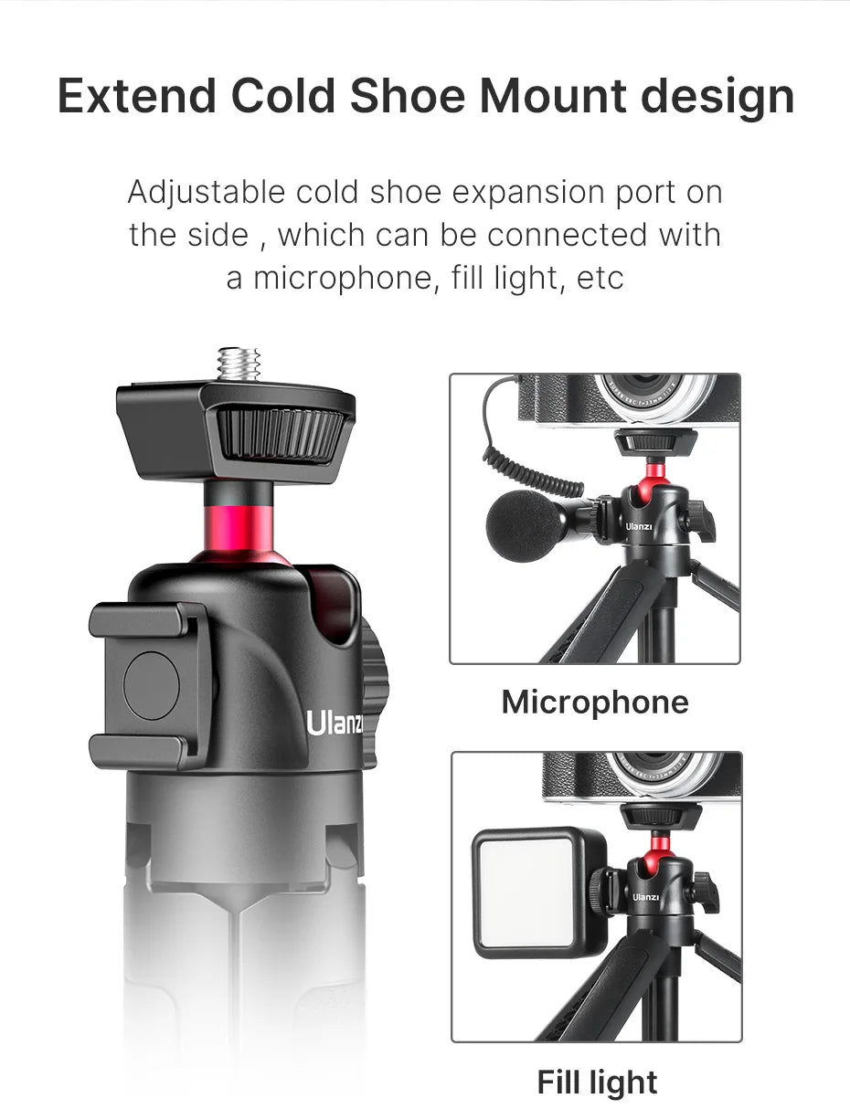 Extend Tablet Tripod with Cold Shoe for Microphone LED Video Fill Light Smartphone SLR Camera Tripod