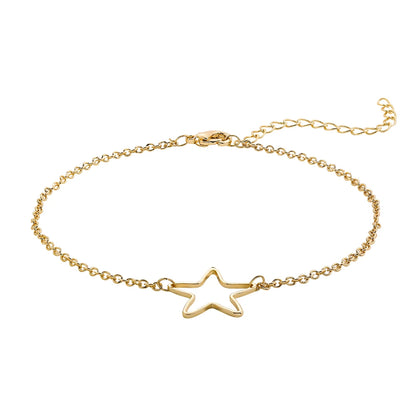 Bohemia Tiny Chain Anklet on The Leg for Women Girls Simple Hollow Star Anklet Bracelets