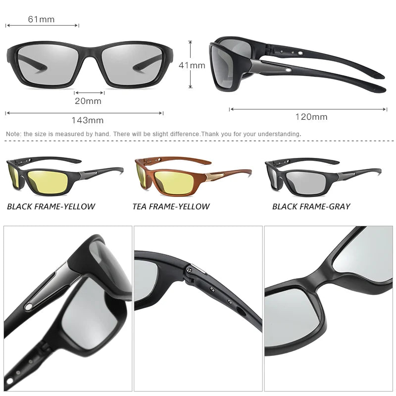 Polarized Photochromic Outdoor Sport Sunglasses for Men Day and Night Vision UV400