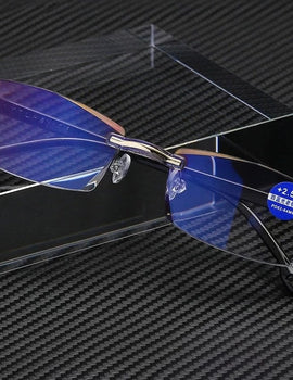 Rimless Reading Glasses Anti Blue Light Presbyopic Eyewear Square Frameless Eyeglasses Men Women Diopters +1.0 To 4.0