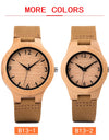 Bamboo Couple Watch Quartz Handmade Leather Ladies Wrist watches Lover's Customized Engrave Logo