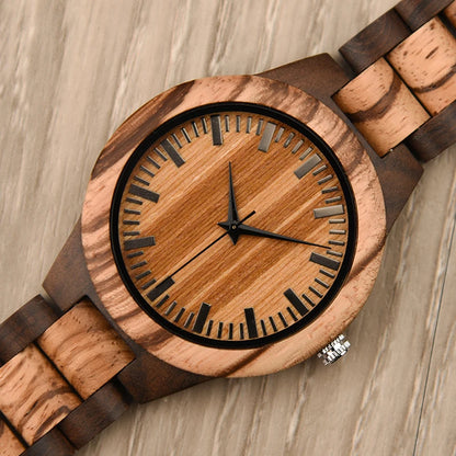 Luxury Brand Green Sandal Wood Watches Full Wooden Quartz Handmade Wristwatches Carton Box