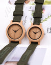 Bamboo Wooden Quartz Wristwatch for Lover Nylon Strap Couple Customize Watches