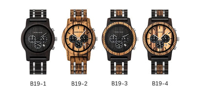 Watches Japanese Quartz Wooden Wristwatch Chronograph Top Brand Luxury Stopwatch Auto Date