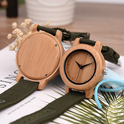 Couple Wood Watches Men Ladies Lightweight Simple Nylon Bracelet Japan Quartz Wristwatch Male