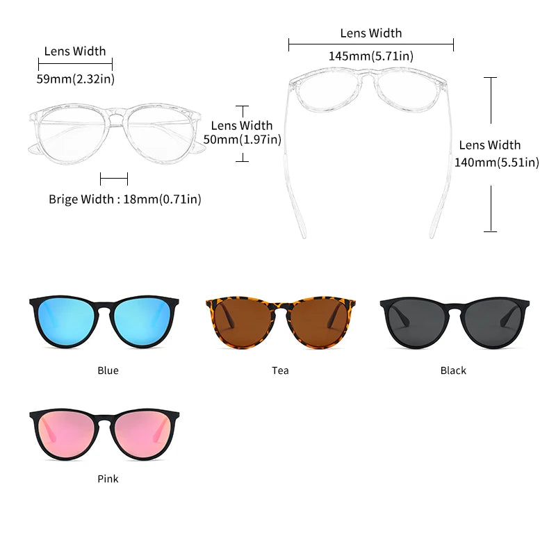 Round Sunglasses Polarized Women Classic Retro Sun Glasses For Men Driving Unisex Eyewear UV400