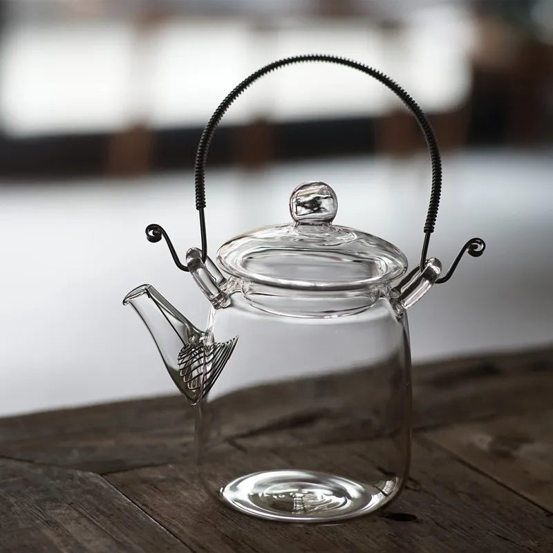 Japanese Handmade Heat Resistant Glass Teapot Household Transparent Beam Teapots With Filter Kung Fu Tea Making Tea Pot