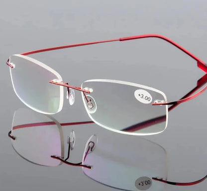 Titanium Alloy Rimless Reading Glasses Light Square Flexible Blue Proof Glasses Frame Women Anti-Blue Ray Glasses Men