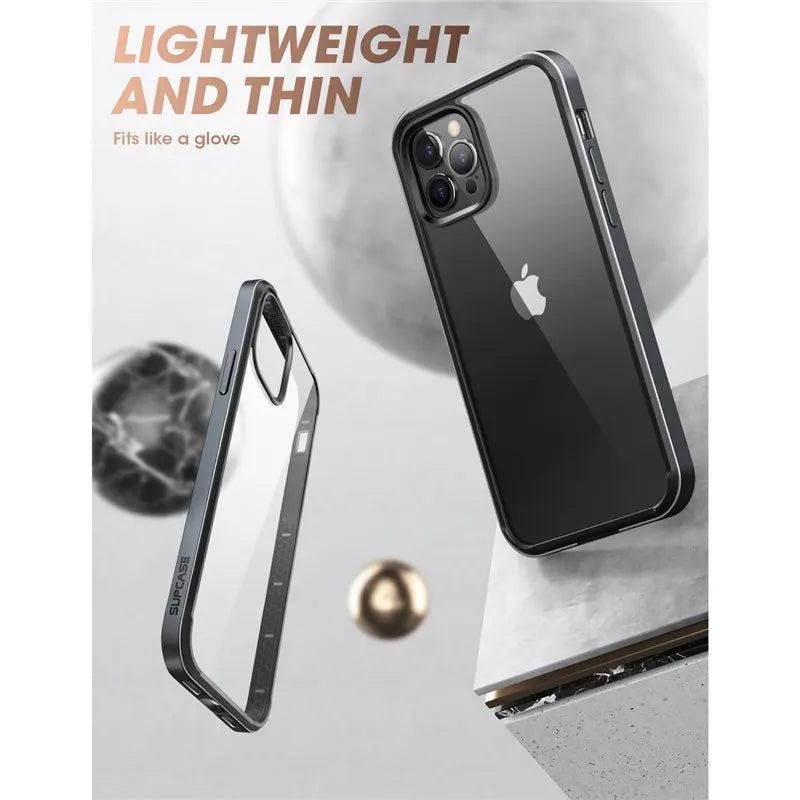 For iPhone 12 Pro Max Case 6.7 inch (2020) UB Edge Slim Frame Case Cover with TPU Inner Bumper & Transparent Back
