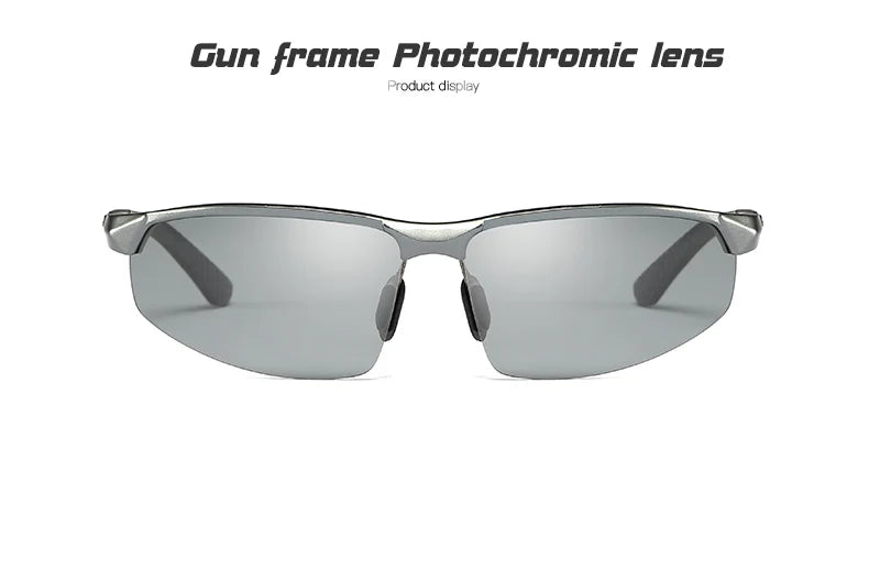 Aluminum Rimless Photochromic Polarized UV400 Driving Sunglasses for Men Women