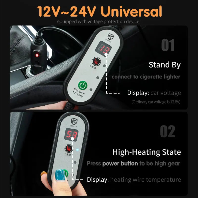 12/24V Heated Car Seat Cover 30‘ Fast Heating Seat Cushion Universal Car Seat Heater Thicken Lengthen Widen Flannel Heating Pad